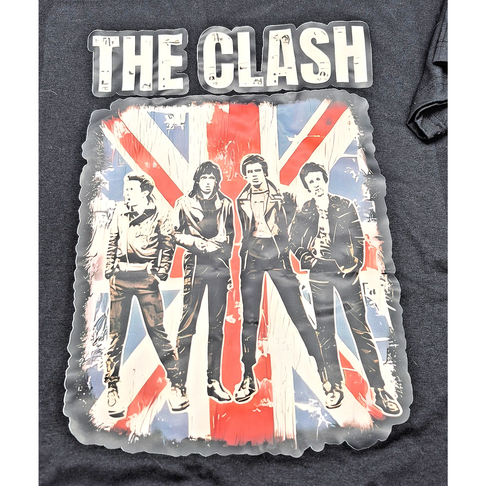 The Clash T-Shirt Retro Punk Rock Band Size X-Large Unisex Black Union Jack Flag